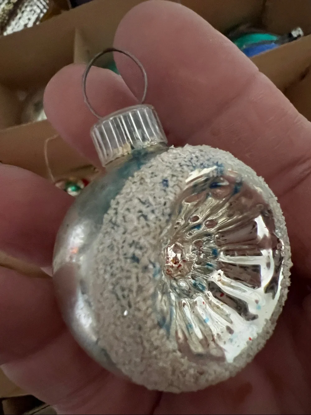 Huge lot Antique vintage Mercury glass Christmas ornaments indent mica flocked